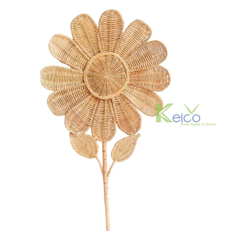 Rattan Export Bella decorazione da parete in rattan a fiore con manico lungo K23110902 - REX-K23101603-1-1