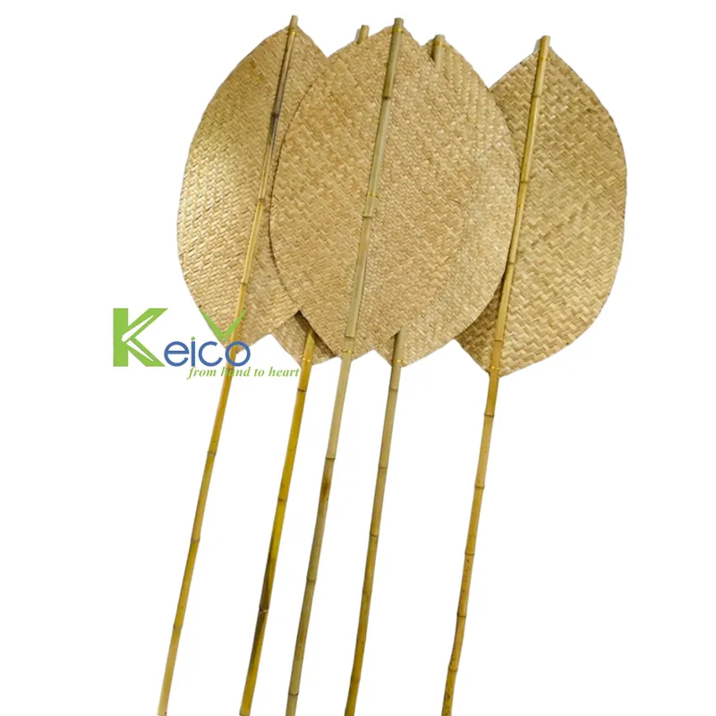 Rattan Export Blattförmige Seegras-Wanddekoration mit langem Griff K23110801 - REX-K23101603-1