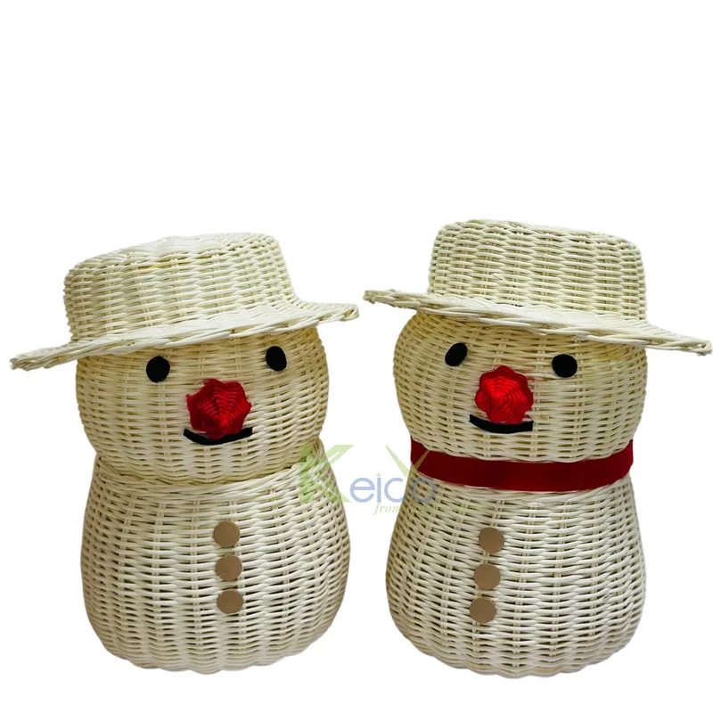 Rattan Export White Rattan Christmas Snowman Basket KC23110703 - REX-K2392502-1-2
