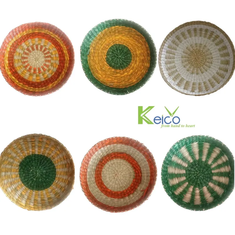 Rattan Export Decoración de pared redonda de hierba marina hecha a mano D30xH3cm - REX-K23101901