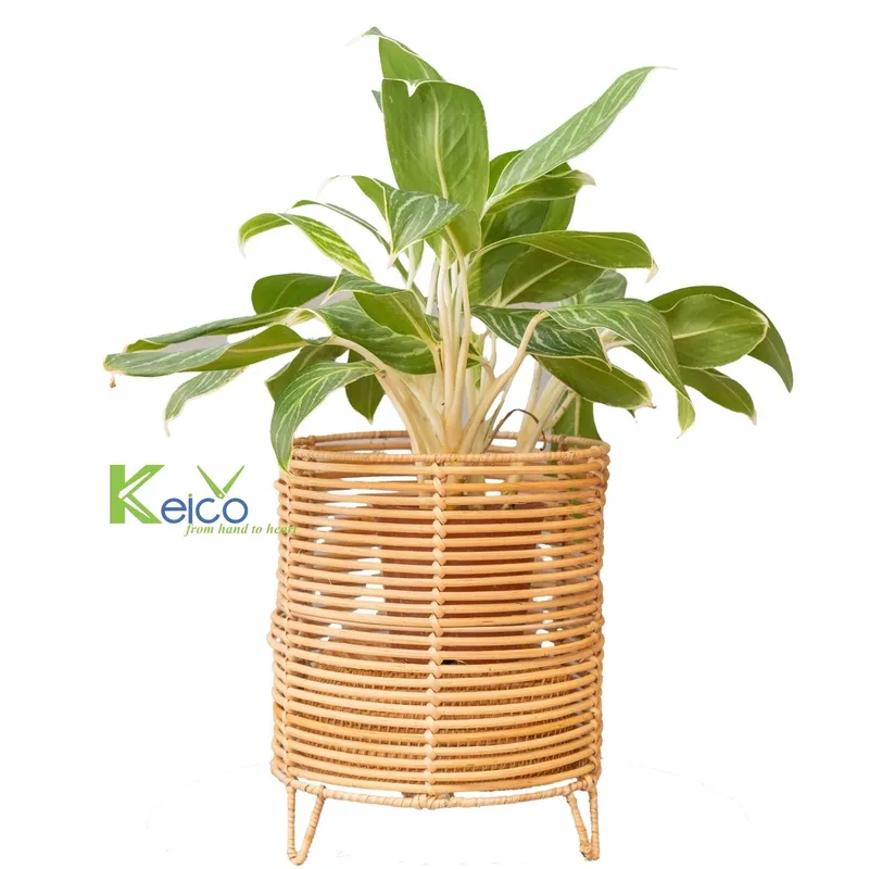 Rattan Export Runder Rattan-Pflanztopf mit Beinen 23x28cm 34x46cm - REX-K2310503