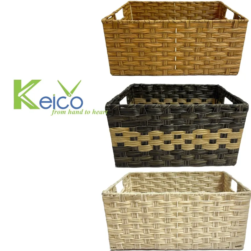 Rattan Export Water Hyacinth Faux Wicker Plastic Storage Basket - REX-K2310403