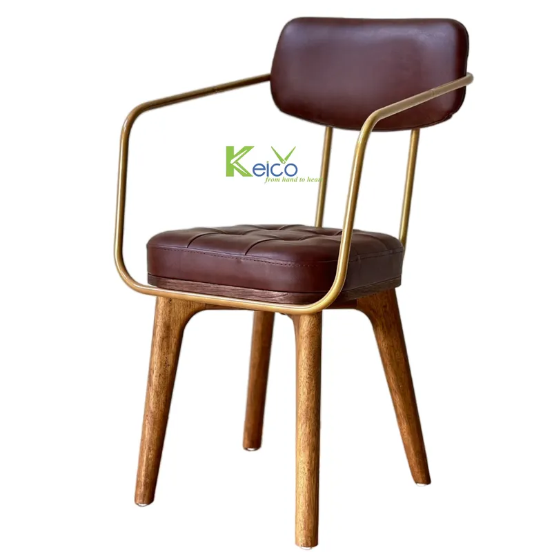 Rattan Export Sedia da pranzo con braccioli in legno e rivestimento in pelle 8423071770 - REX-8423071770-1