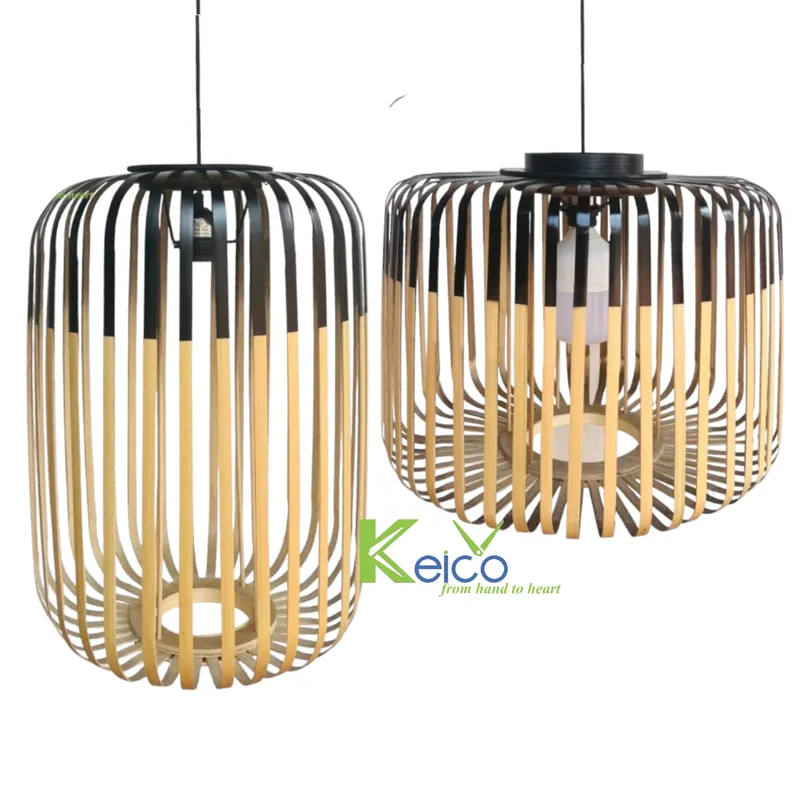 Rattan Export Cylinder Pendant Lamp, Bamboo Woven, Black White; Natural D40xH50cm 202309191989 - REX-8423090612-1
