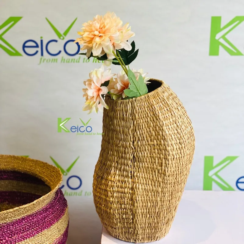 Rattan Export Seagrass Vase, Flower Plant Holder, Creative Handmade - REX-8423091415