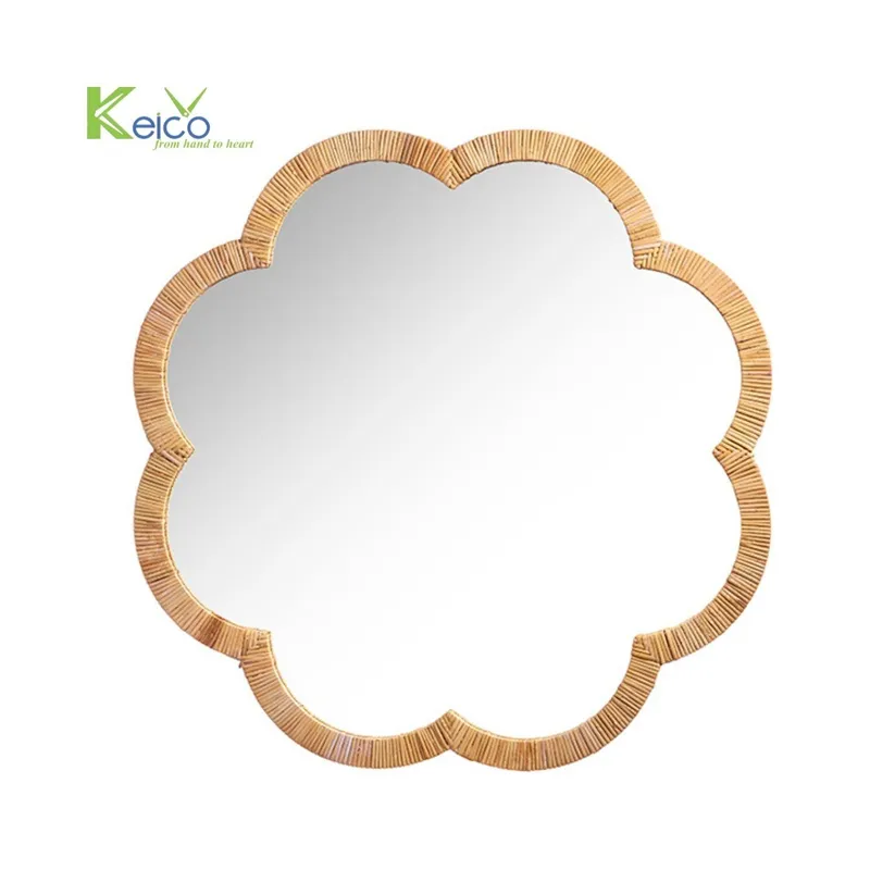 Rattan Export Specchio da parete in rattan a forma di fiore, colore naturale - REX-8423091313