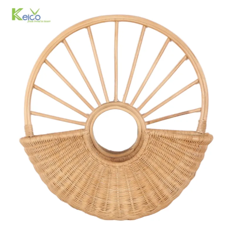Rattan Export Specchio da parete in rattan con cesto, forma alba - REX-2309121999