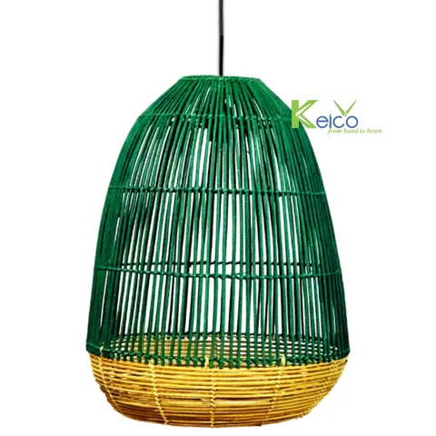 Rattan Export Vintage pendant Lamp Shade, Rattan handmade (green) D42xH52cm - REX-8423082911