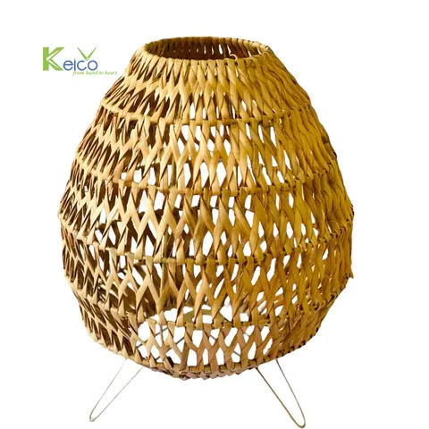 Rattan Export Table lamp, water hyacinth woven and metal frame - REX-8423082611