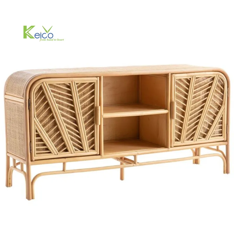 Rattan Export Credenza in rattan fatta a mano con ripiani aperti - REX-2308251988