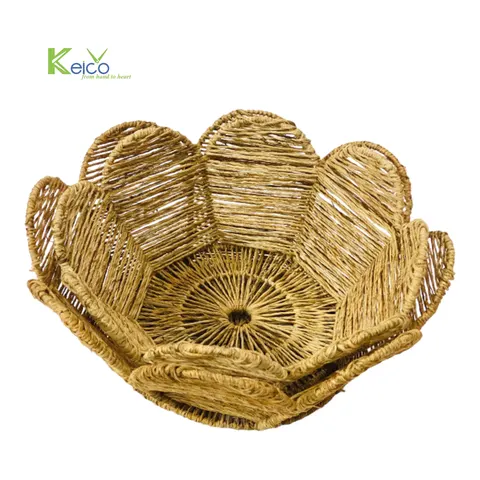 Rattan Export Flower Shaped Basket, Jute Handwoven - REX-2308241988
