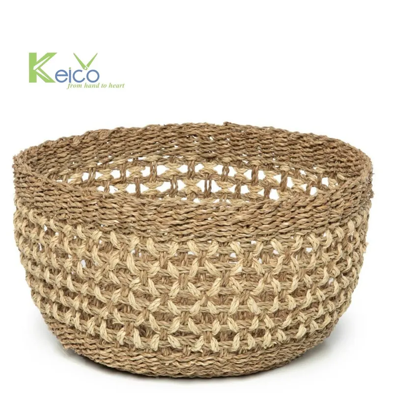 Rattan Export Cestas de almacenamiento redondas nórdicas de hojas de palma y hierba marina - REX-8423082211