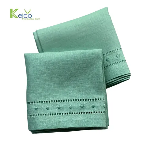 Rattan Export Linen napkins with embroidered square edge - REX-8423082314