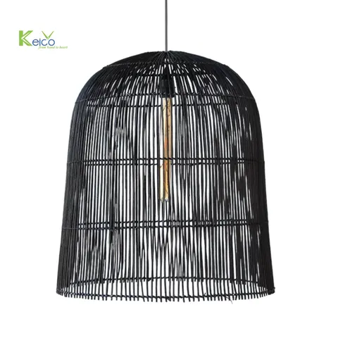Rattan Export Pendant light shade, rattan woven, bell shape ( black) - REX-2308151988