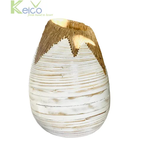 Rattan Export Bamboo Flower Vase with Jute Rope For Home Decorations - REX-8423150838