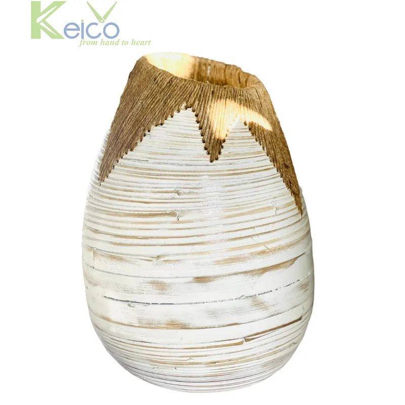 Rattan Export Bambus-Blumenvase mit Juteseil zur Wohndekoration - REX-8423150838