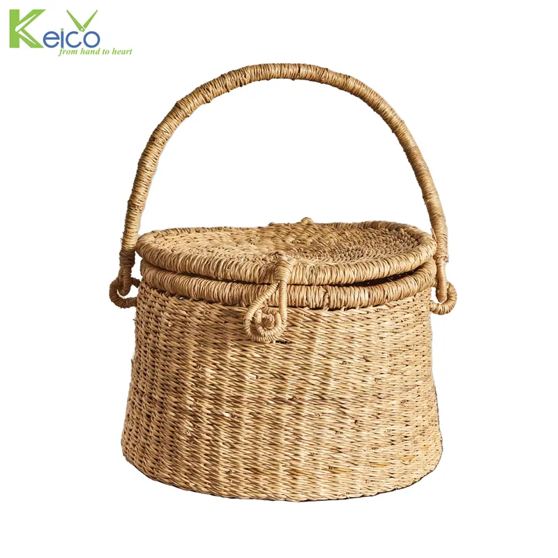Rattan Export Seegras-Picknickkorb mit Deckel und Griff für den Großhandel - REX-8423072355