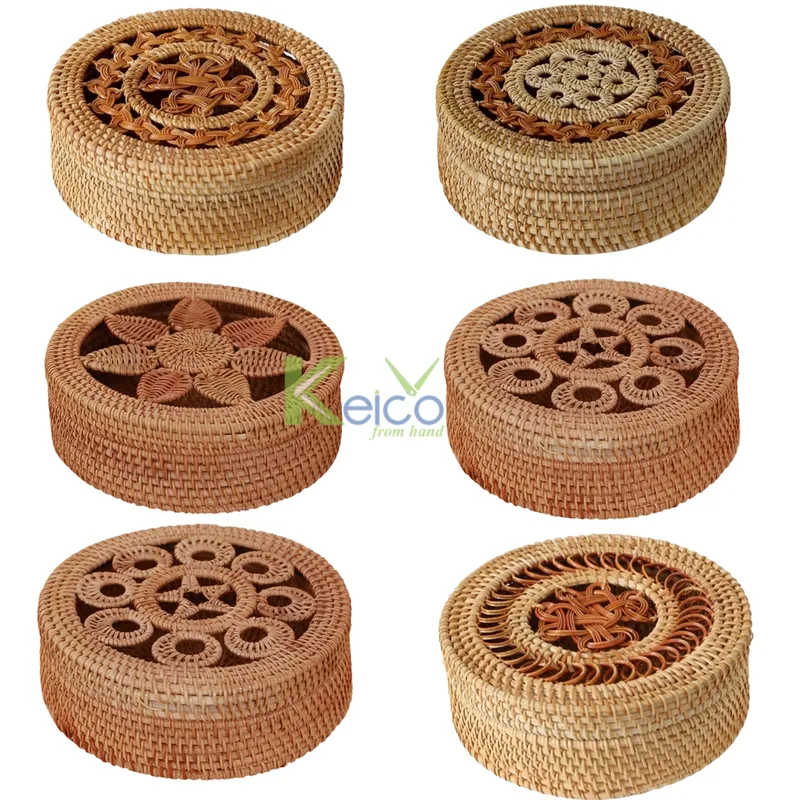 Rattan Export Caja de almacenamiento decorativa de ratán, fabricada en Vietnam - REX-8423072118