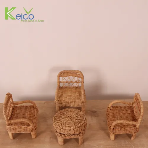 Rattan Export Wholesale rattan kids room decor 3 chairs and 1 coffee table made in Vietnam - REX-8423071441