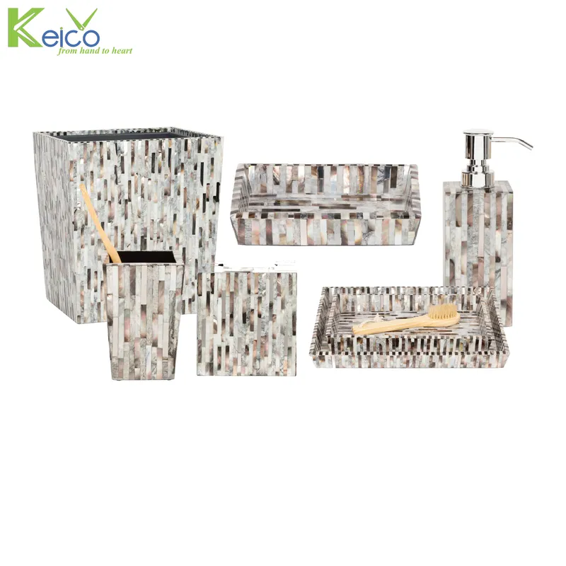 Rattan Export Mother of pearl bathroom accessories wholesale - REX-8423070951