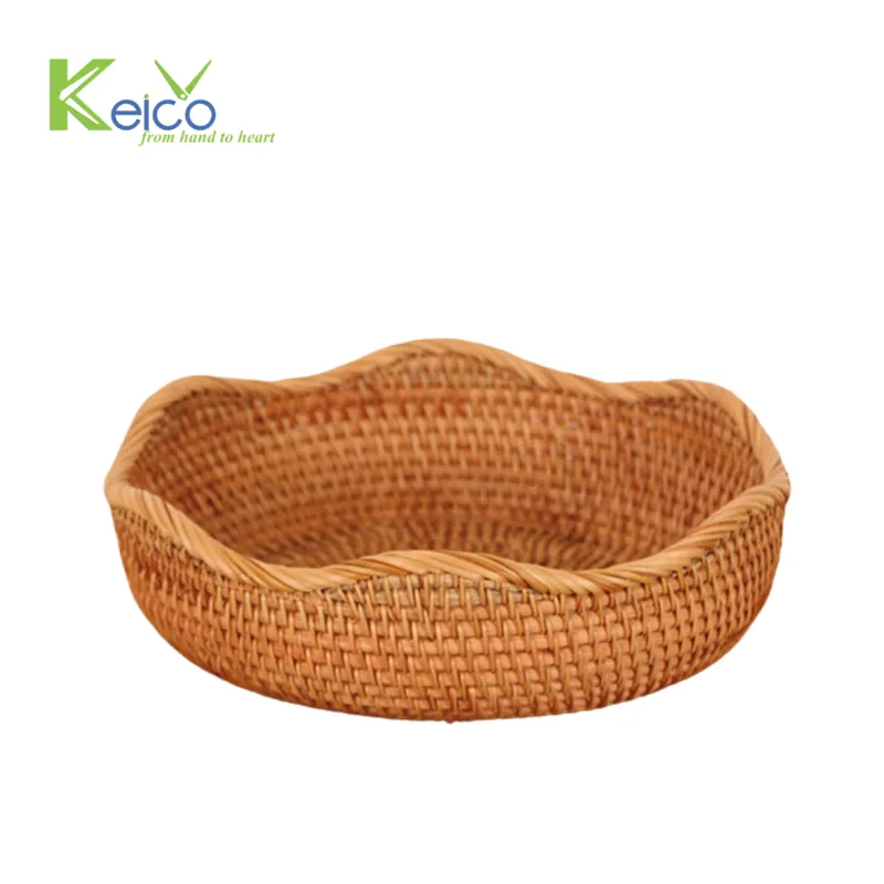 Rattan Export Wholesale flower shape rattan decorative basket custom size made in Vietnam - REX-8423070618