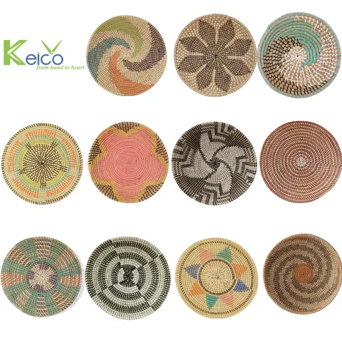 Rattan Export Wholesale seagrass and plastic skewer round placemat wall decoration customize size and color - REX-8423070325