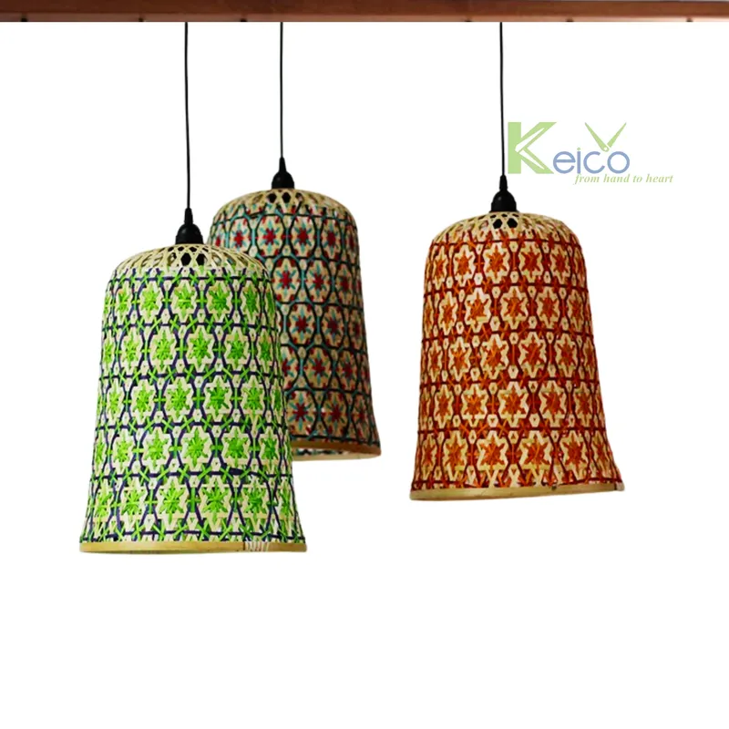 Rattan Export Đèn thả tre họa tiết hoa 20×30 cm - REX-8423061309