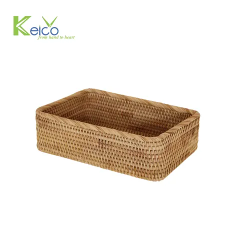 Rattan Export Whosale rectangle rattan storage basket custom size made in Vietnam - REX-8423061220