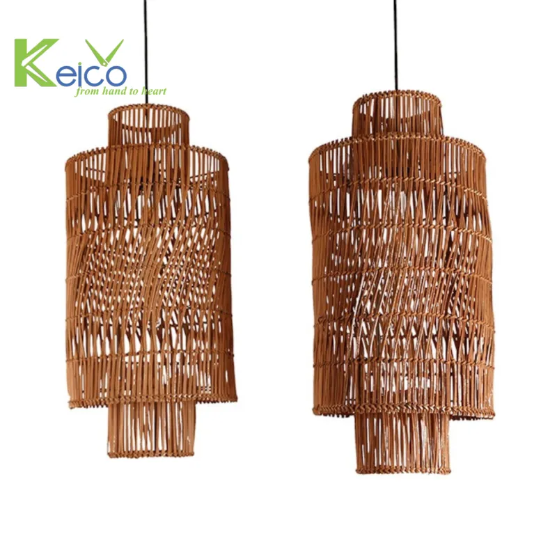 Rattan Export Lámpara colgante cilíndrica de ratán 30x65cm - REX-8423061204