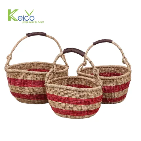 Rattan Export Wholesale colored seagrass storage basket 5 size made in Vietnam - REX-8423061011