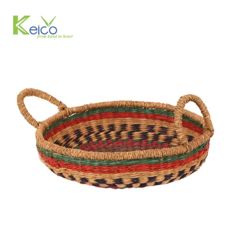 Rattan Export Wholesale colorful seagrass decorative basket 30x8cm made in Vietnam - REX-8423060812