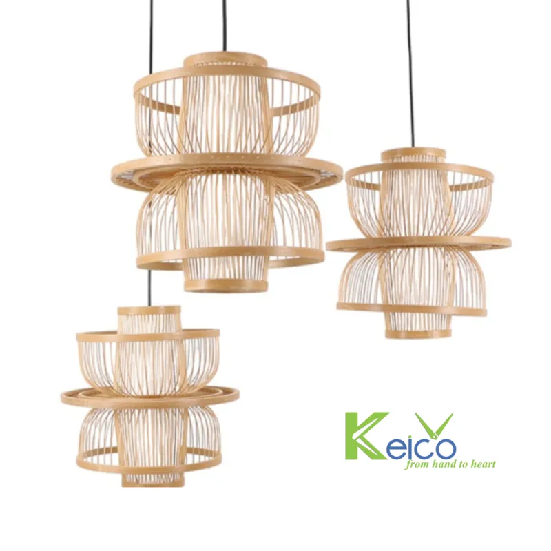 Rattan Export Pendelleuchte aus Bambusstäben 60×60 cm - REX-8423060807
