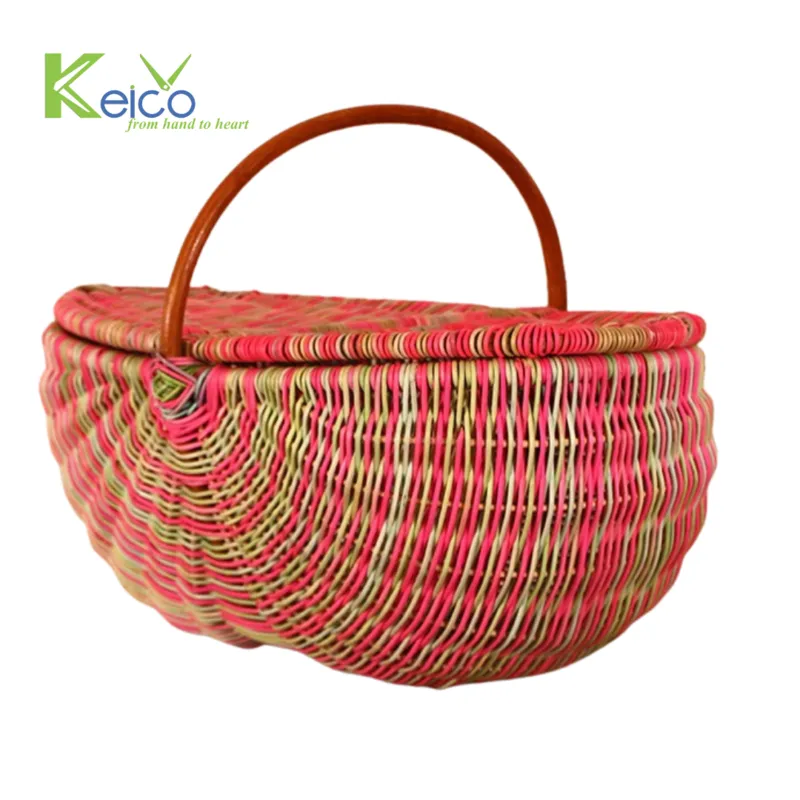 Rattan Export Cesta de picnic de colores con tapa de ratán 50x37x34cm al por mayor, fabricada en Vietnam - REX-8423060617