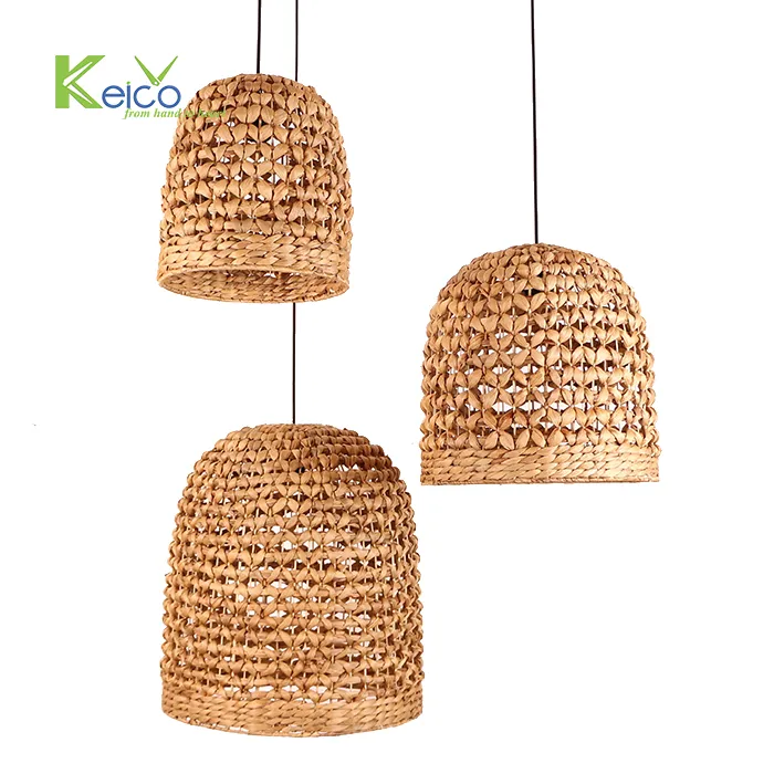 Rattan Export 3er-Set Pendelleuchten aus Wasserhyazinthe - REX-8423060204
