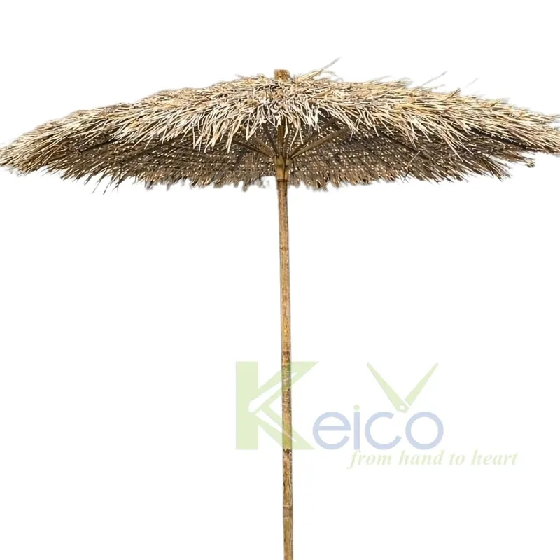 Rattan Export El toque natural definitivo: sombrilla tropical de hojas de palma con poste rústico de bambú, perfecta para playas y jardines - REX-KCOT005