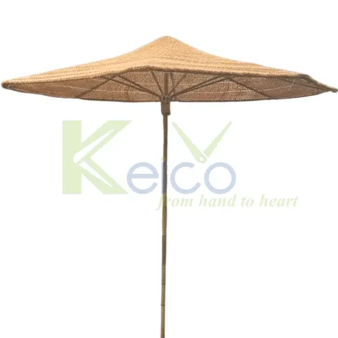 Rattan Export Outdoor Decorative Highlight – Coconut Fiber Parasol with Natural Bamboo Pole - REX-KCOT004