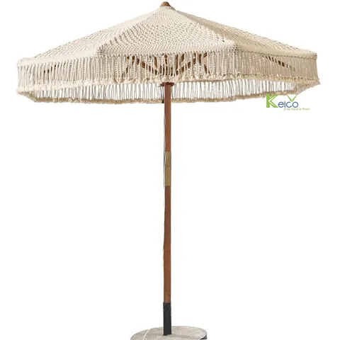 Rattan Export Macrame Umbrella – A Boho Art Piece to Elevate Your Outdoor Space - REX-KCOT019