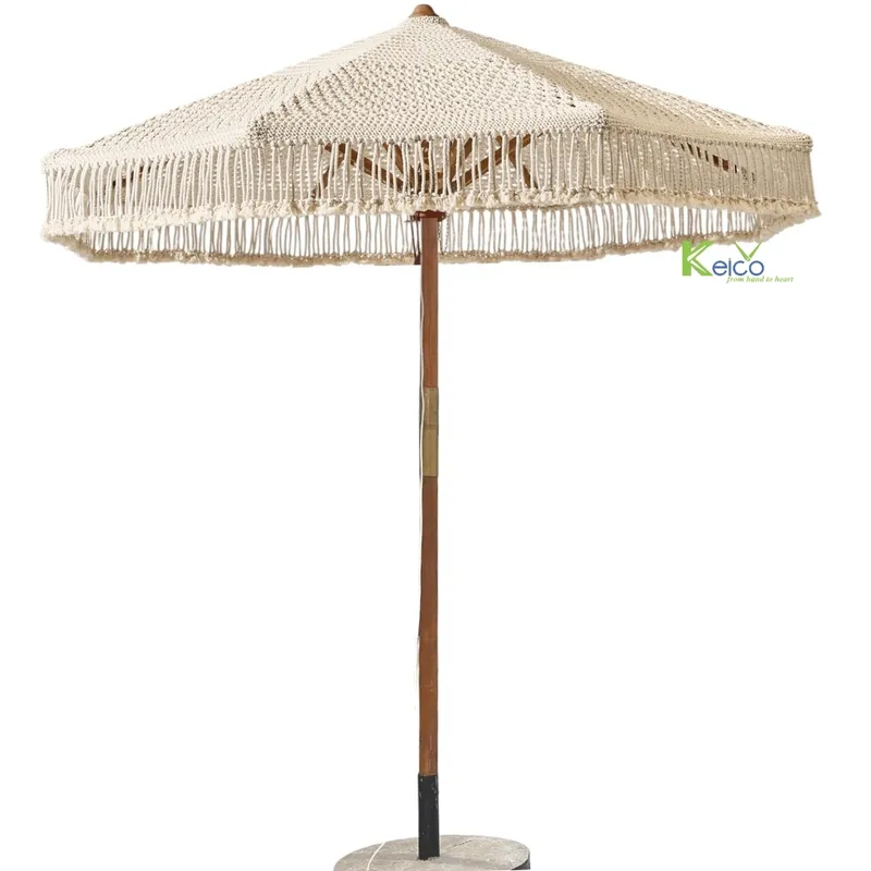 Rattan Export Macrame Umbrella – A Boho Art Piece to Elevate Your Outdoor Space - REX-KCOT019