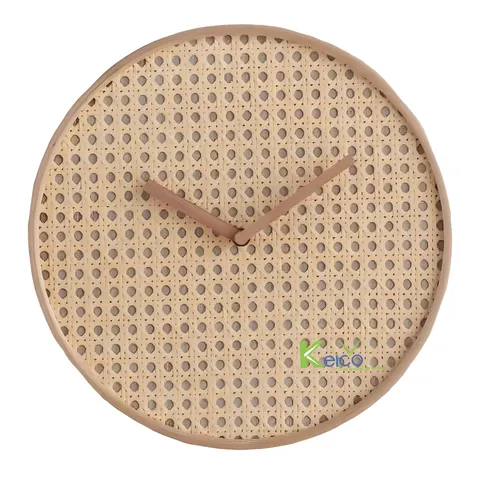 Rattan Export Wand-/Tischuhr aus Rattangeflecht und Holz zur Dekoration - REX-8423082814-2-1-1