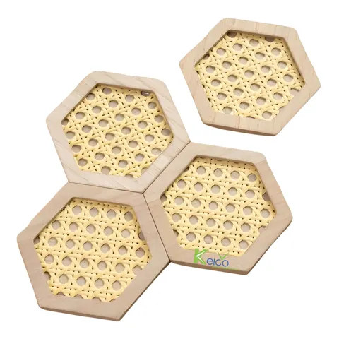 Rattan Export Untersetzer aus Holz und Rattangeflecht in Naturfarbe D10 - REX-8423082814-2-1