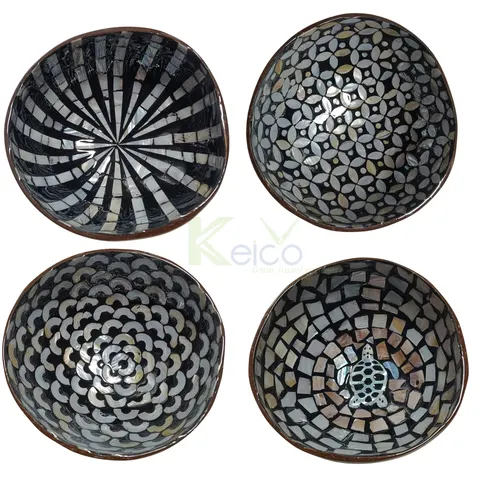 Rattan Export Schwarze Kokos- und Perlmuttschale zum Großhandelspreis aus Vietnam - REX-K2310903-1