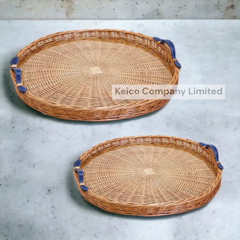 Rattan Export Round handmade wicker trays, set of 2 design by - REX-K2314111200