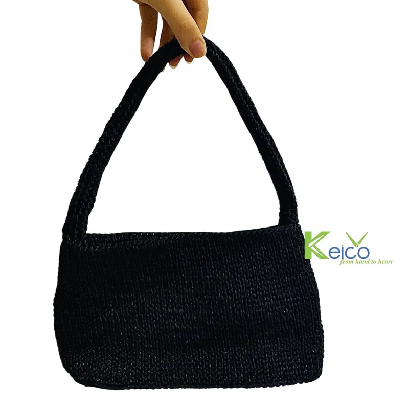 Rattan Export Handmade Black Crochet Handbag - REX-K2310603