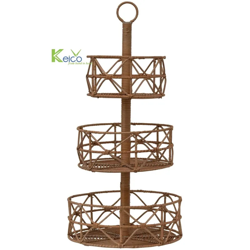 Rattan Export Round Rattan 3-Tier Tray, Food Storage Basket 8423091615 - REX-8423091615-1