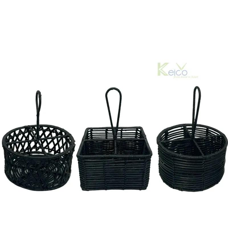 Rattan Export Cesta de almacenamiento de cocina de ratán negro - REX-8423091616-1
