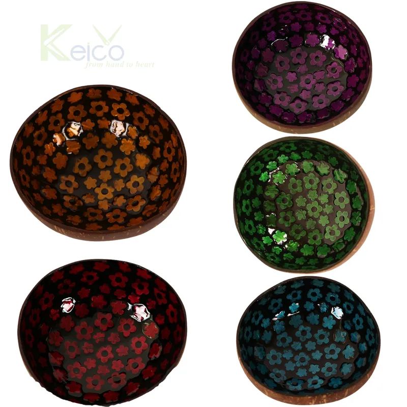 Rattan Export Ciotola decorativa in cocco con motivo, prodotta in Vietnam - REX-8423071219