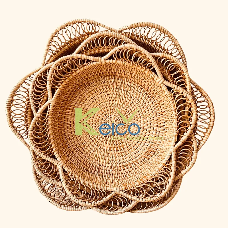 Rattan Export Rattanschale in Blumenform, 3 Größen, hergestellt in Vietnam - REX-8423071216