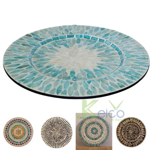 Rattan Export Natural mother of pearl plates with customize patterns made in Vietnam - REX-8423070716