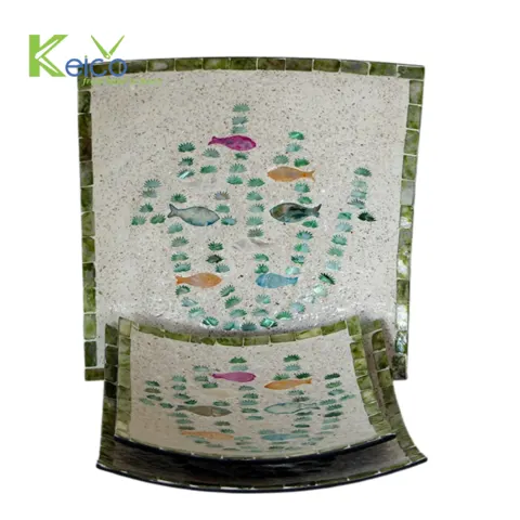 Rattan Export Natural mother of pearl plates made in Vietnam - REX-8423070712