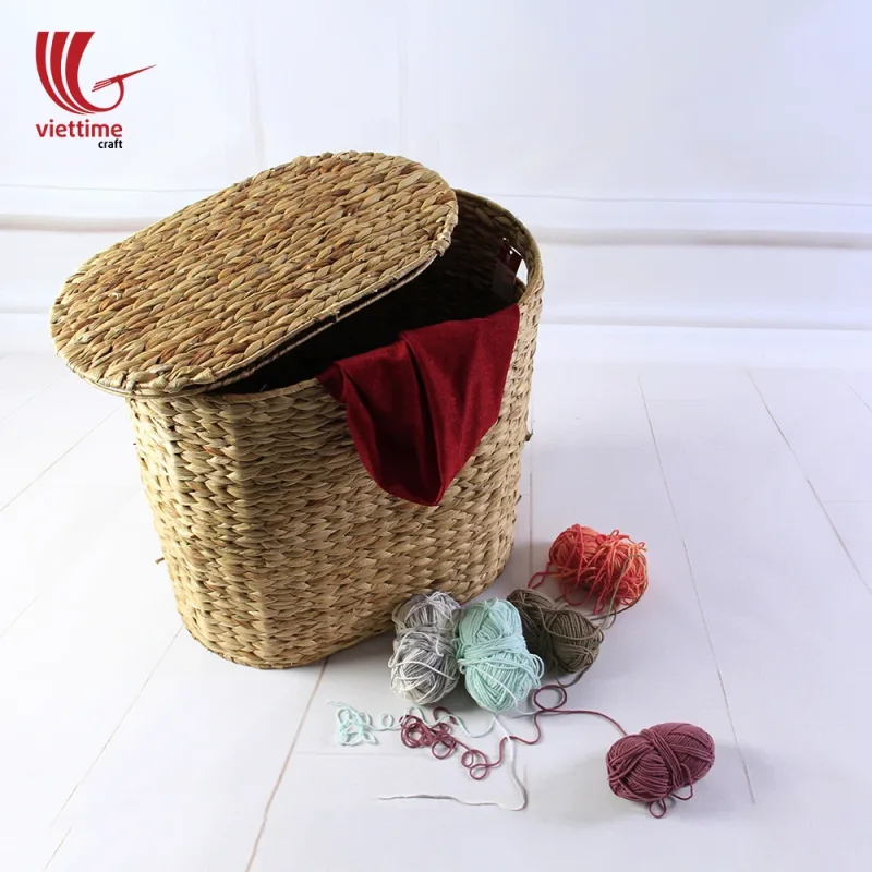 Water Hyacinth Storage Basket With Lid
